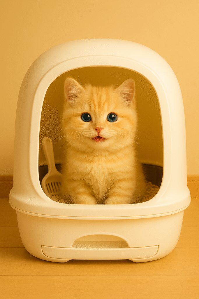 猫がトイレに入ってる画像